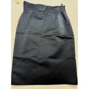 Gianfranco Ferre VTG NWT Skirt Sz 12 Lg Black Ribbed Wrap Pencil Designer Luxe